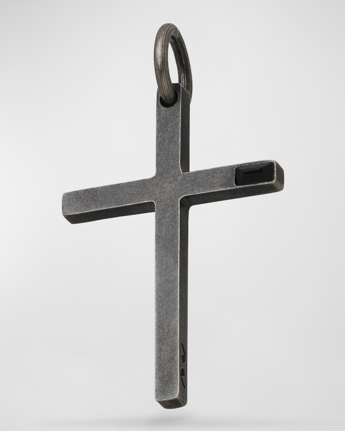 Men's Cross Pendant with Black Onyx, Silver