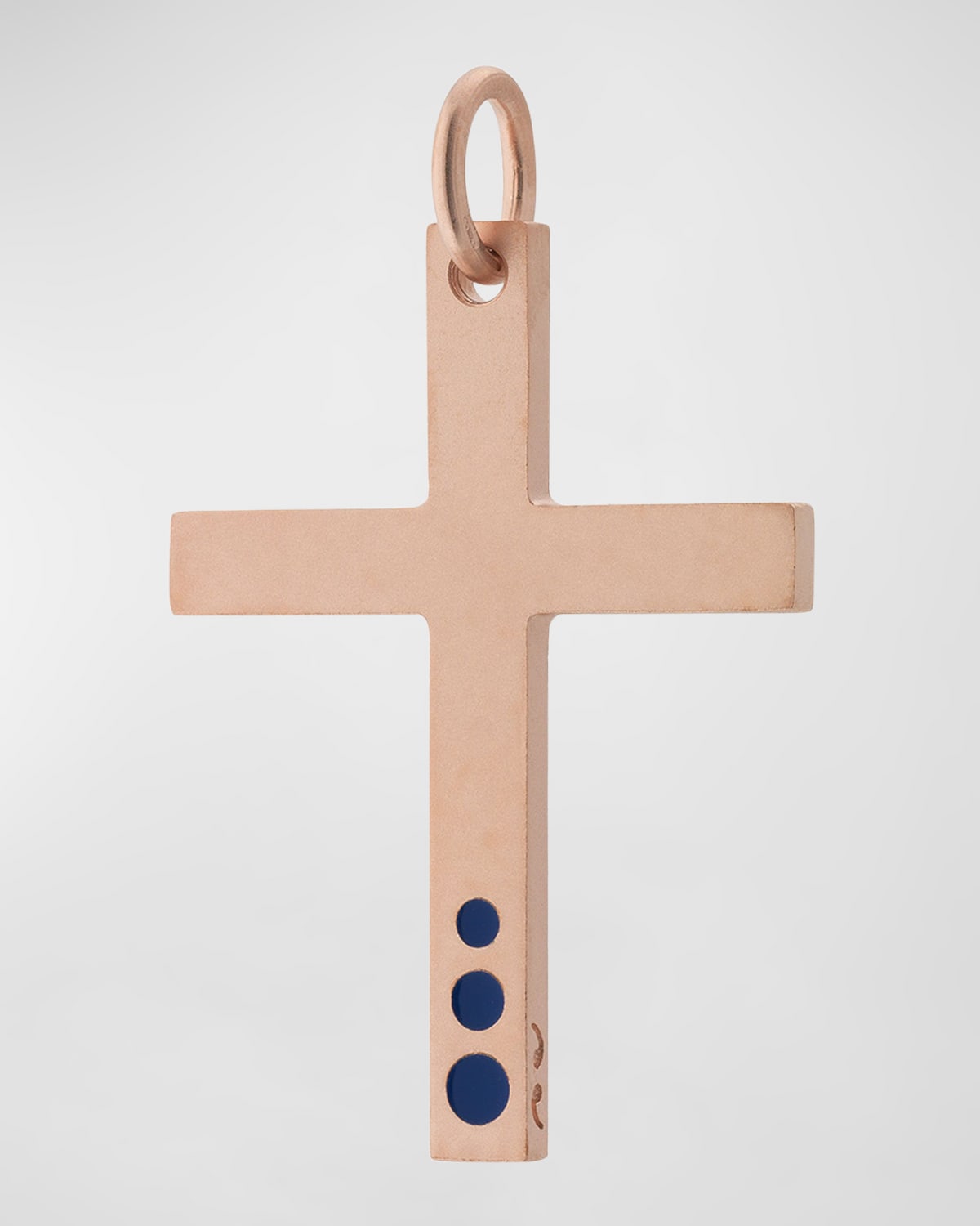 Men's Rose Gold Plated Cross Pendant with Enamel Dot Accents