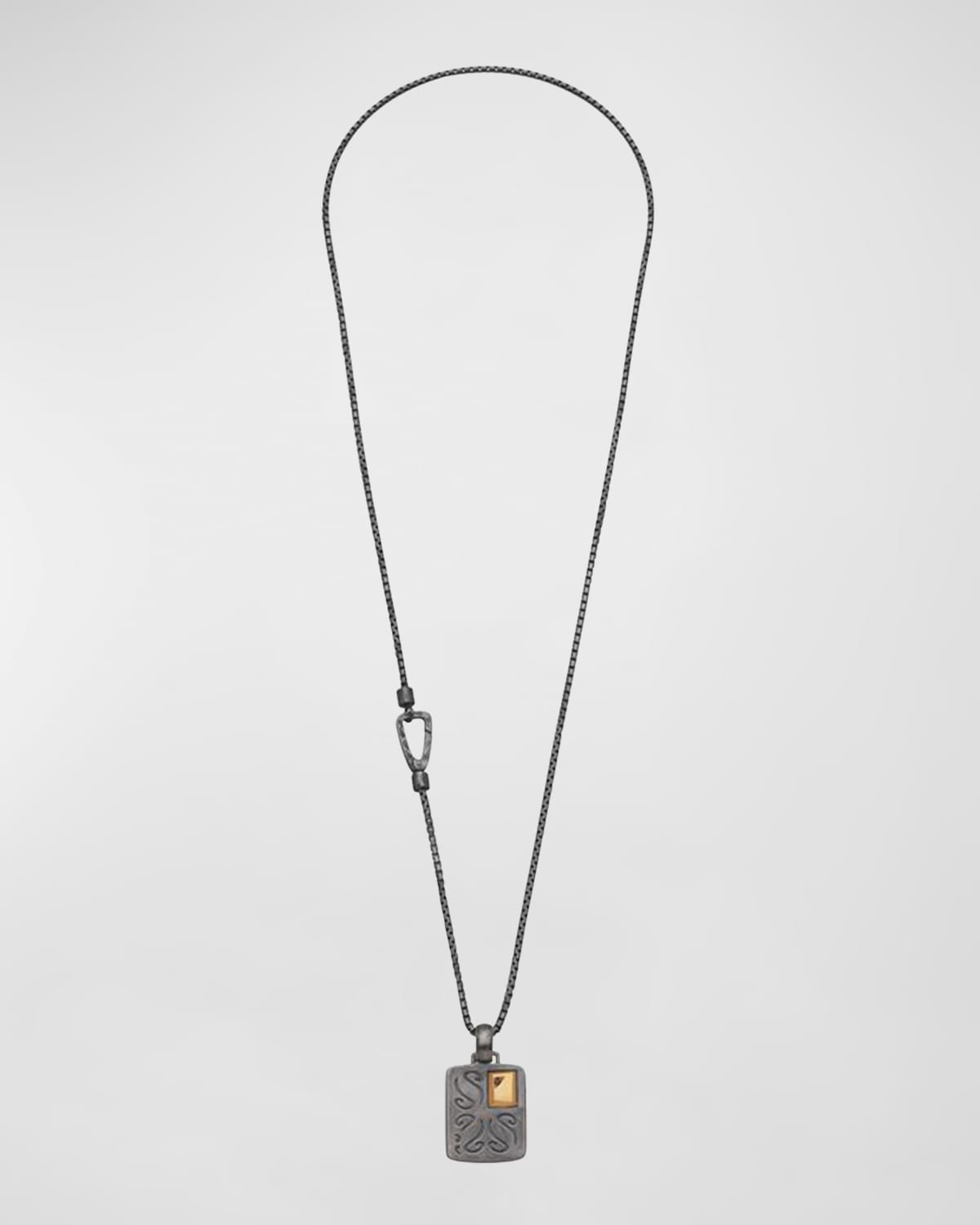 Shop Marco Dal Maso Men's Oxidized Silver And 18k Yellow Gold Pendant Necklace With Black Diamond In Mixed Metal