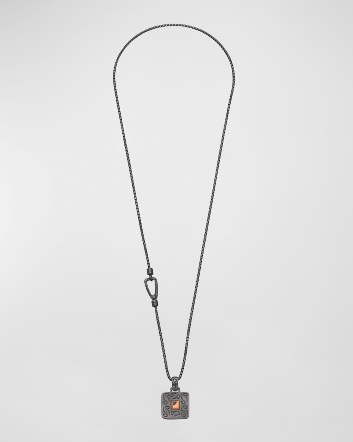 Shop Marco Dal Maso Men's Oxidized Silver And 18k Rose Gold Pendant Necklace With Blue Sapphire In Mixed Metal