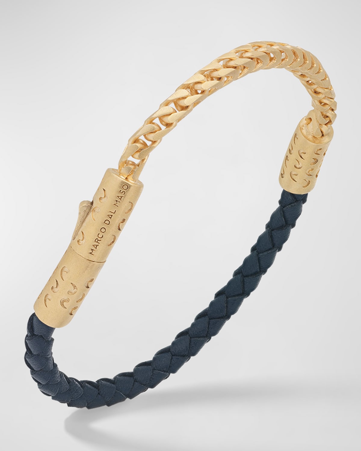 Men's Lash Leather Franco Chain Combo Bracelet, Gold