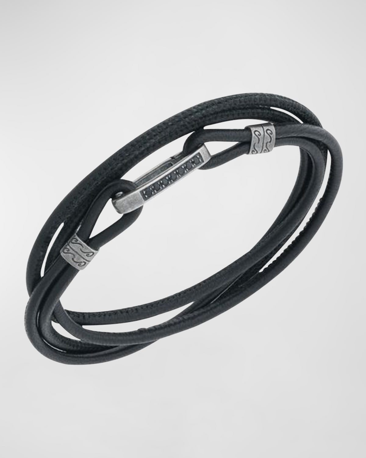 Shop Marco Dal Maso Men's Lash Multi Wrap Smooth Leather Bracelet In Black/black Diamonds