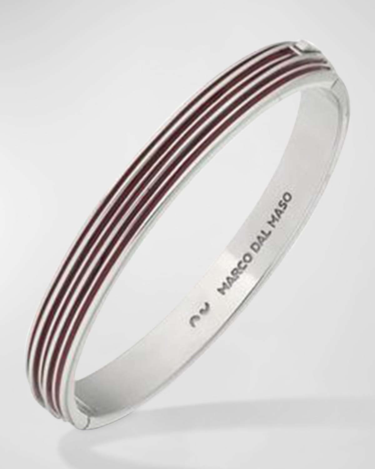Shop Marco Dal Maso Men's Double Polished Silver Cuff With Red Enamel In Polished Silver/red