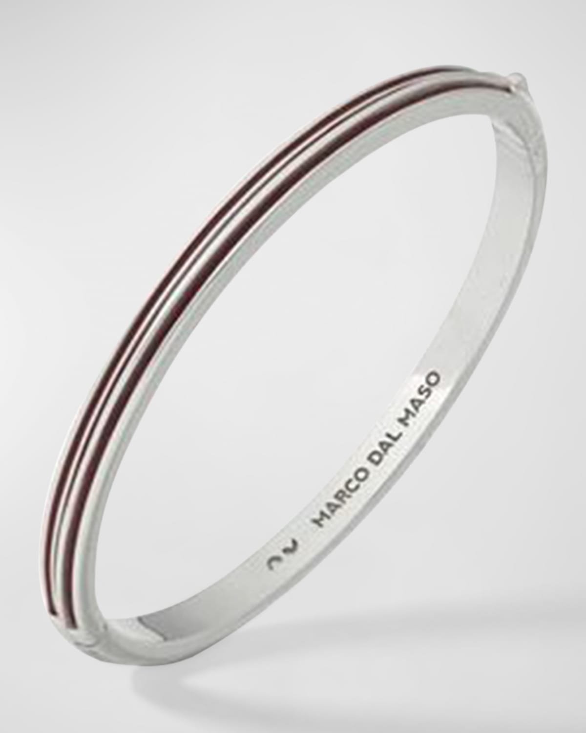 Shop Marco Dal Maso Men's Acies Thin Bangle Bracelet, Silver In Polished Silver/red