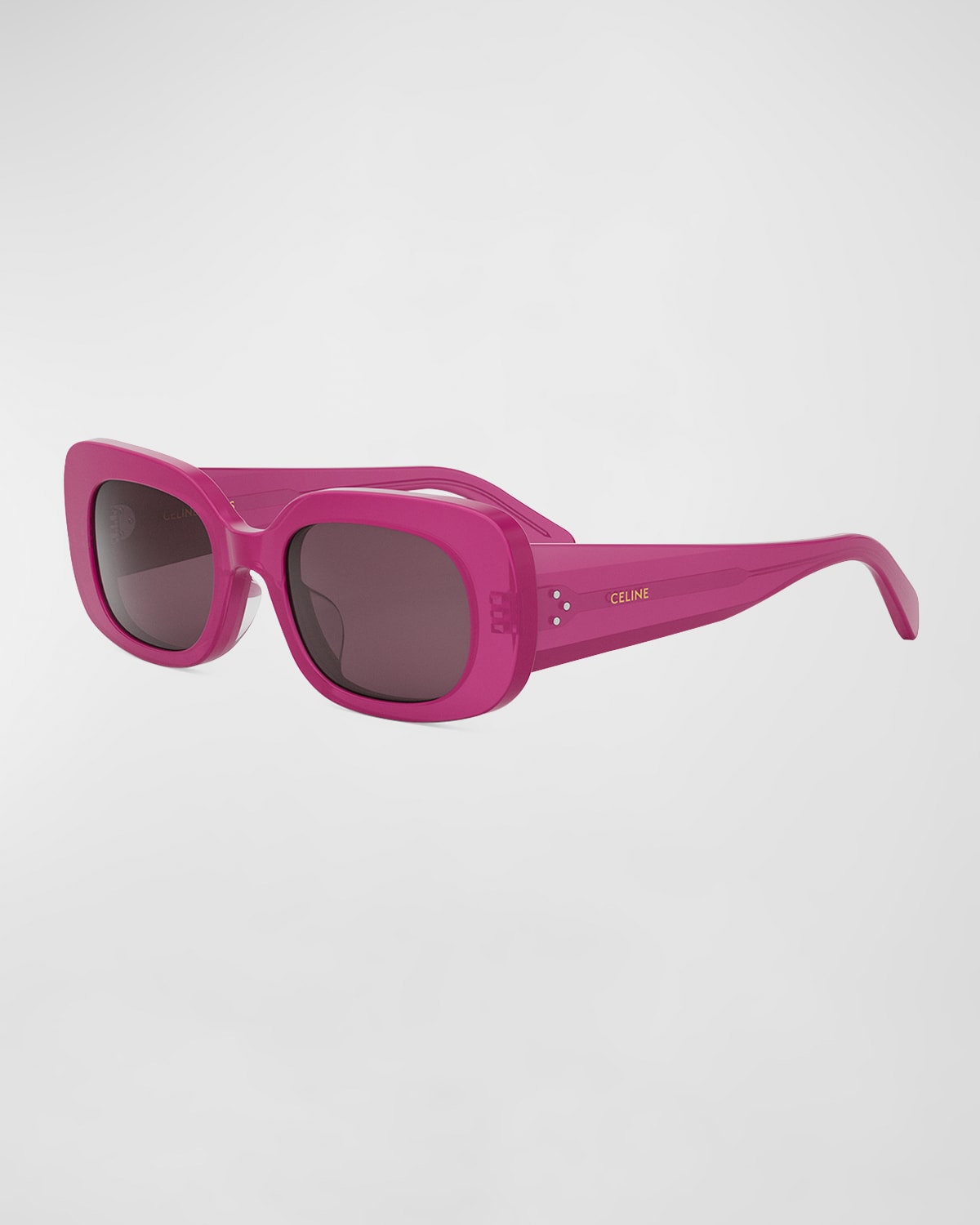 Shop Celine Bold 3 Dots Acetate Rectangle Sunglasses In Shiny Pink Brown