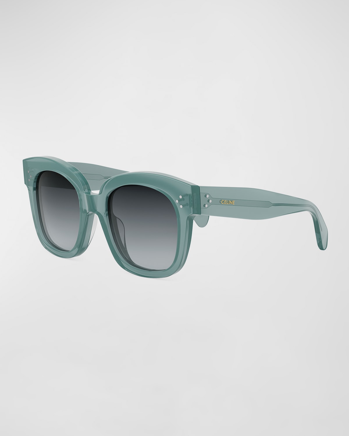 Shop Celine Bold 3 Dots Acetate Butterfly Sunglasses In Shiny Light Green Gradient Smoke