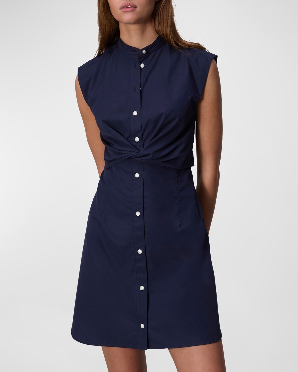 Shop Rag & Bone Louisa Sleeveless Poplin Mini Dress In Navy
