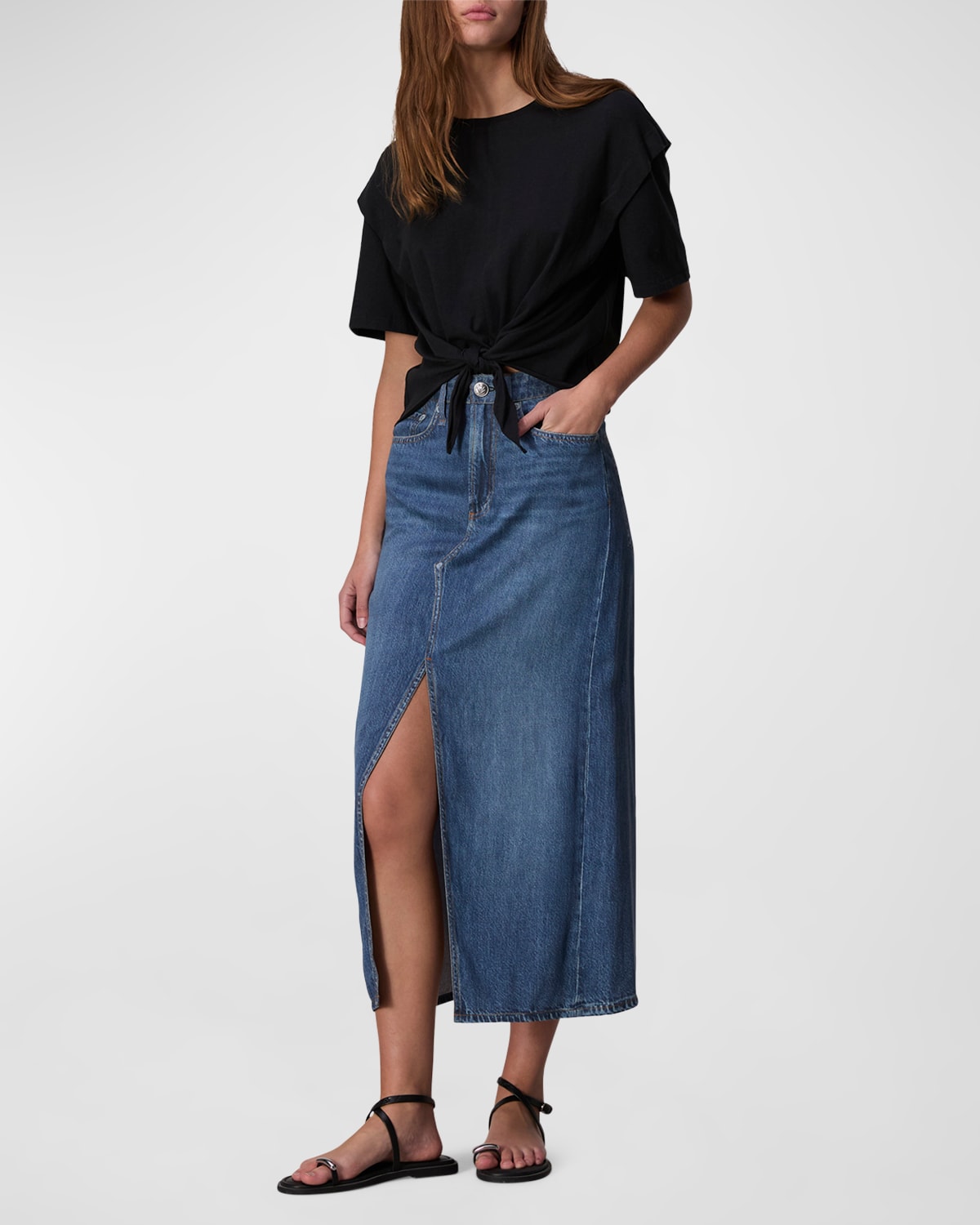 Shop Rag & Bone Liquid Miramar Clara Midi Skirt In Cameron