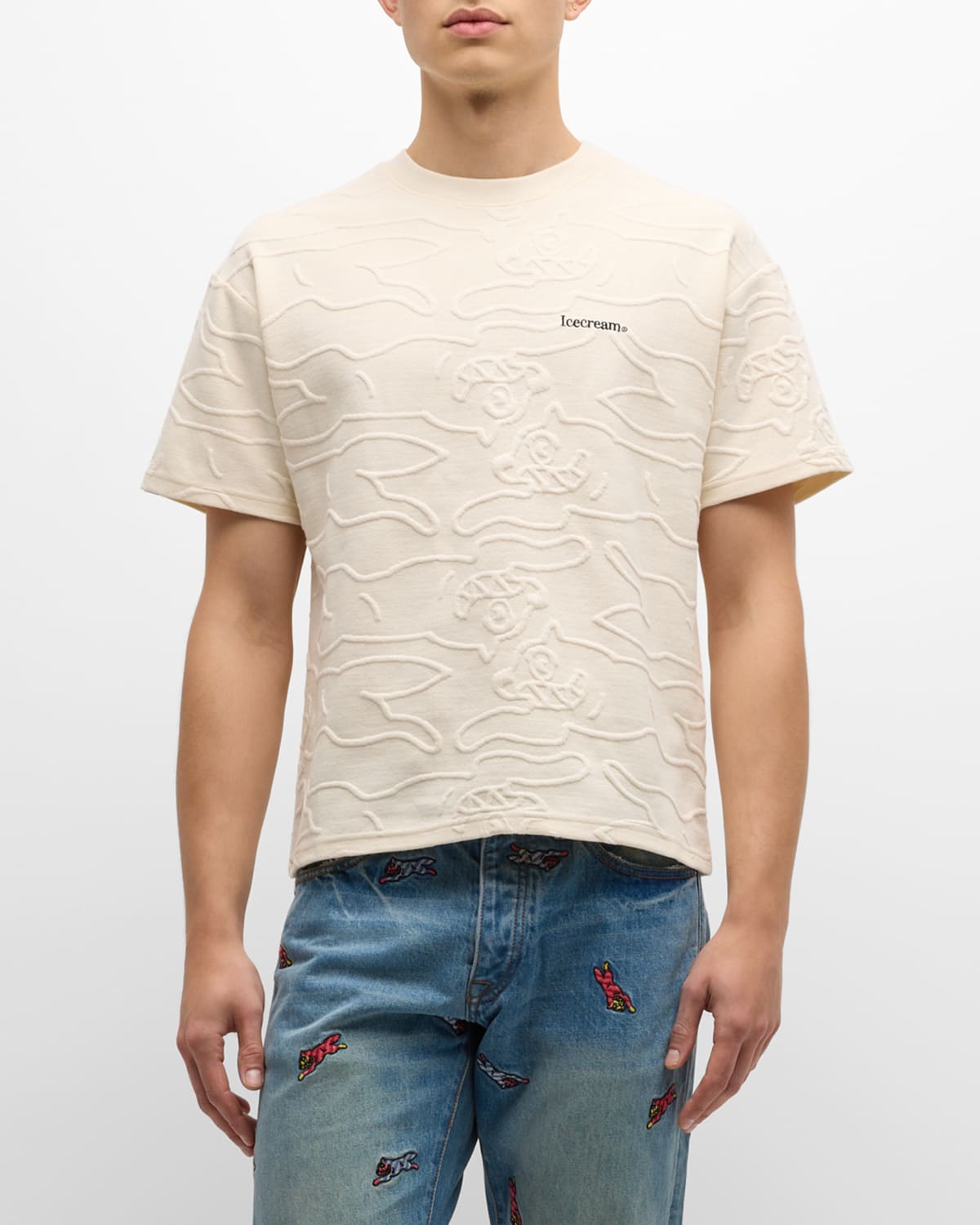 Icecream Men's Blackened Oversize Knit T-shirt In White