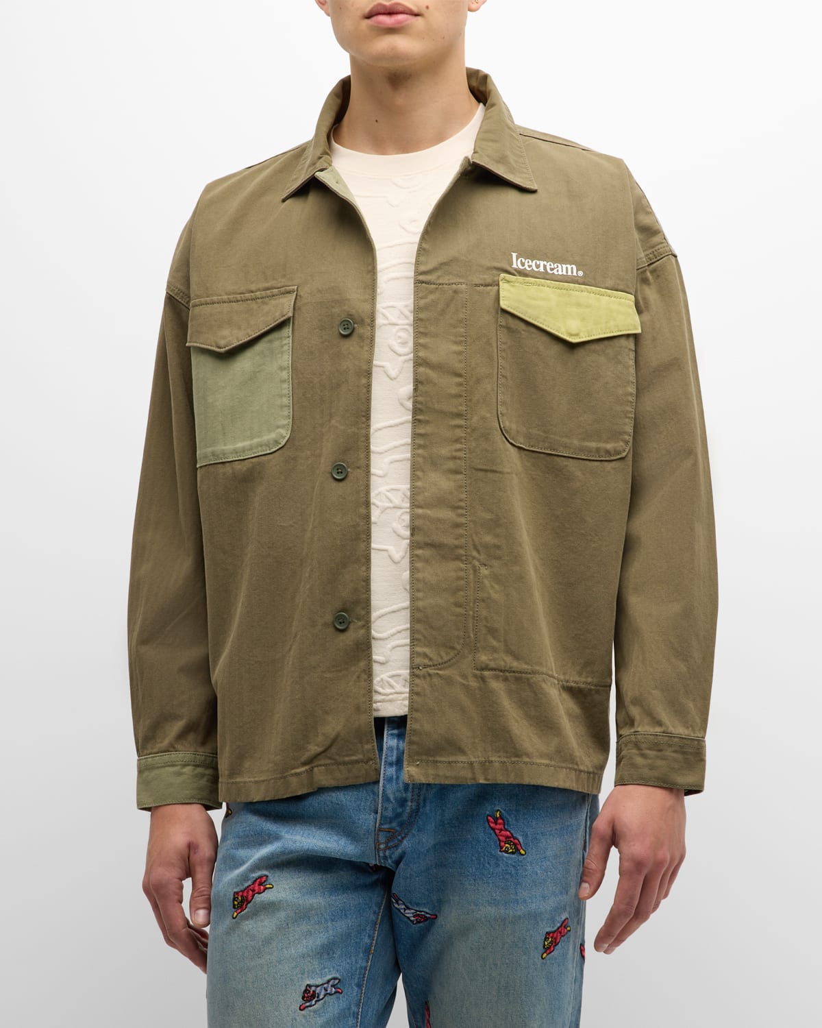Shop Icecream Men's Cord Multi-patch Jacket In Fern
