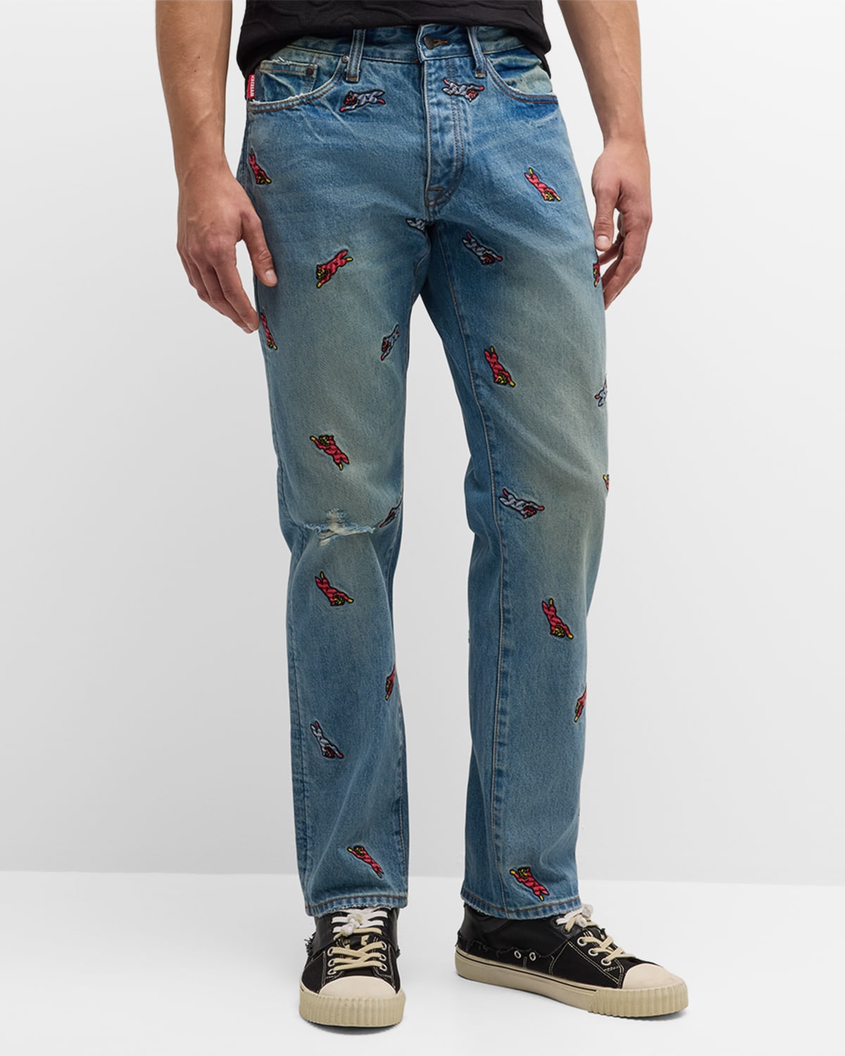 Shop Icecream Men's All Caps Straight-leg Jeans In Faded