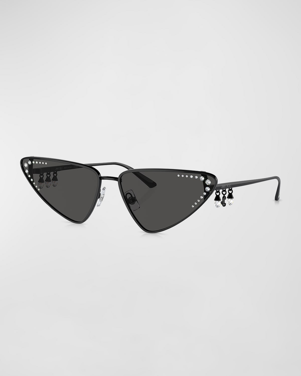 Jimmy Choo Embellished Metal Cat-eye Sunglasses In Black