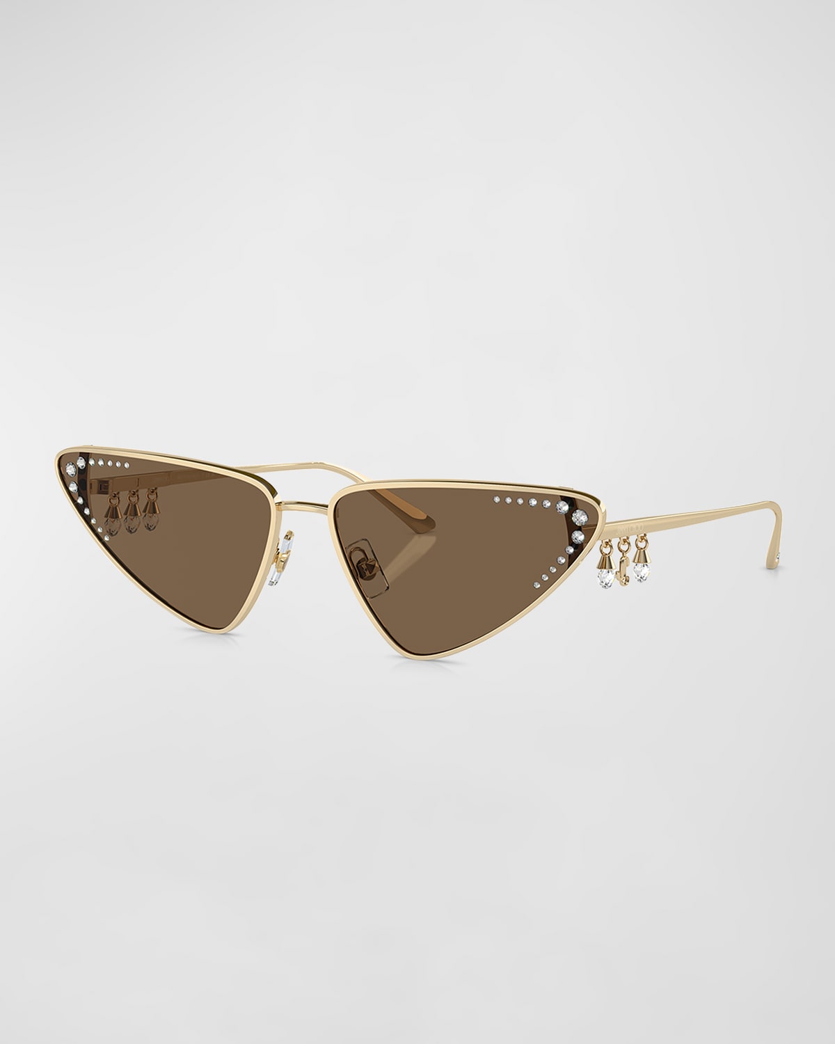 Jimmy Choo Embellished Metal Cat-eye Sunglasses In Pale Gold