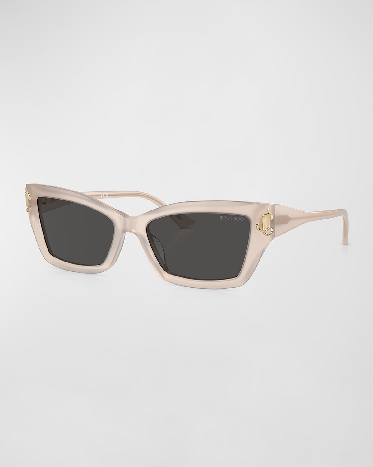 Shop Jimmy Choo Jc Logo Acetate Cat-eye Sunglasses In Opal Beige