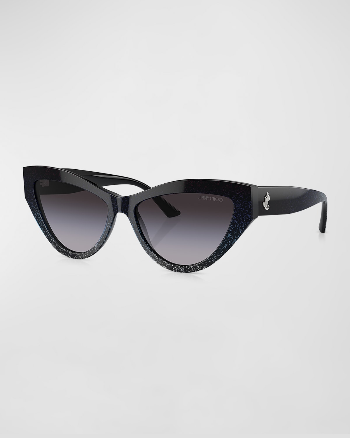 Shop Jimmy Choo Glittery Acetate Cat-eye Sunglasses In Grey Flash