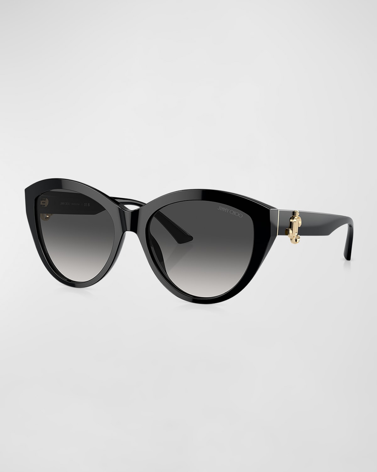 Jimmy Choo Jc Logo Acetate Round Sunglasses In Black