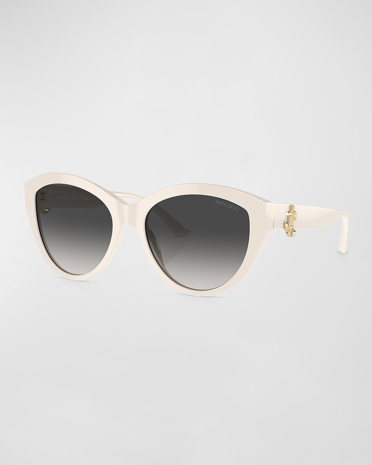 Shop Jimmy Choo Jc Logo Acetate Round Sunglasses In White