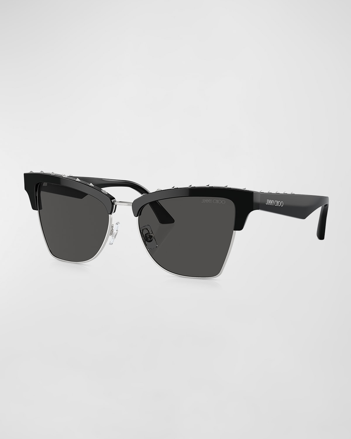 Shop Jimmy Choo Embellished Butterfly Acetate Sunglasses In Dark Grey