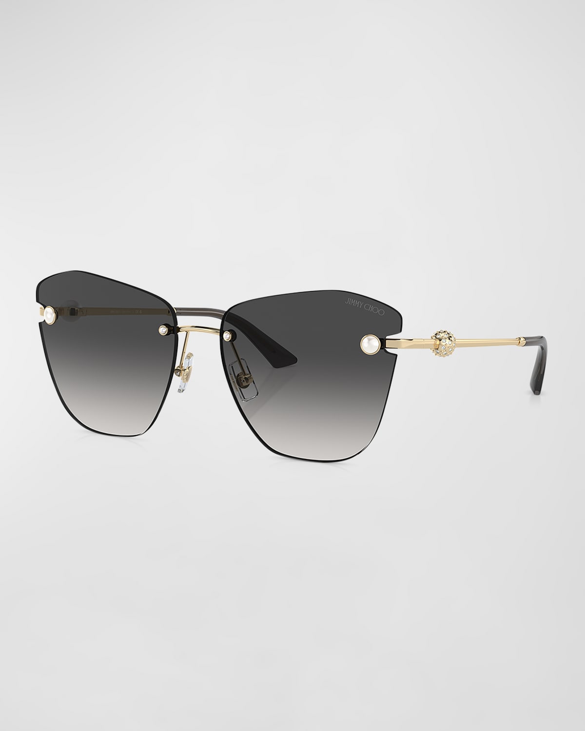 Pearly Rimless Metal Butterfly Sunglasses
