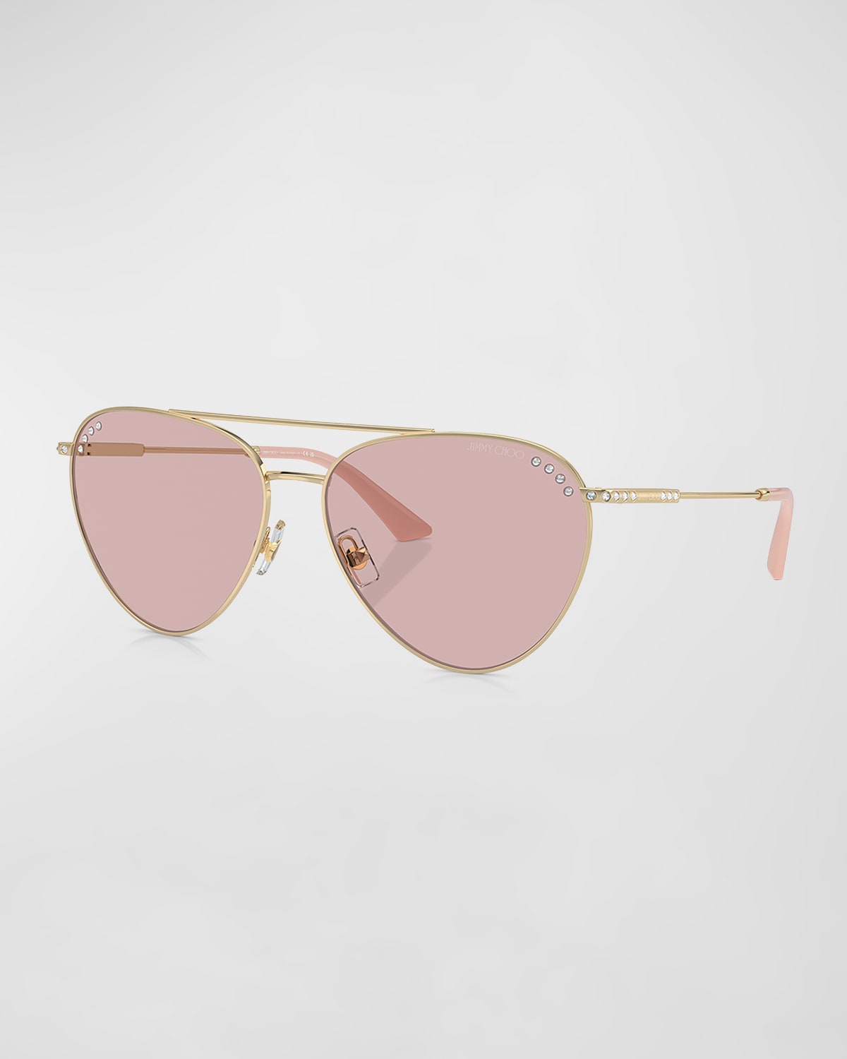 Jimmy Choo Embellished Steel Aviator Sunglasses In Pink