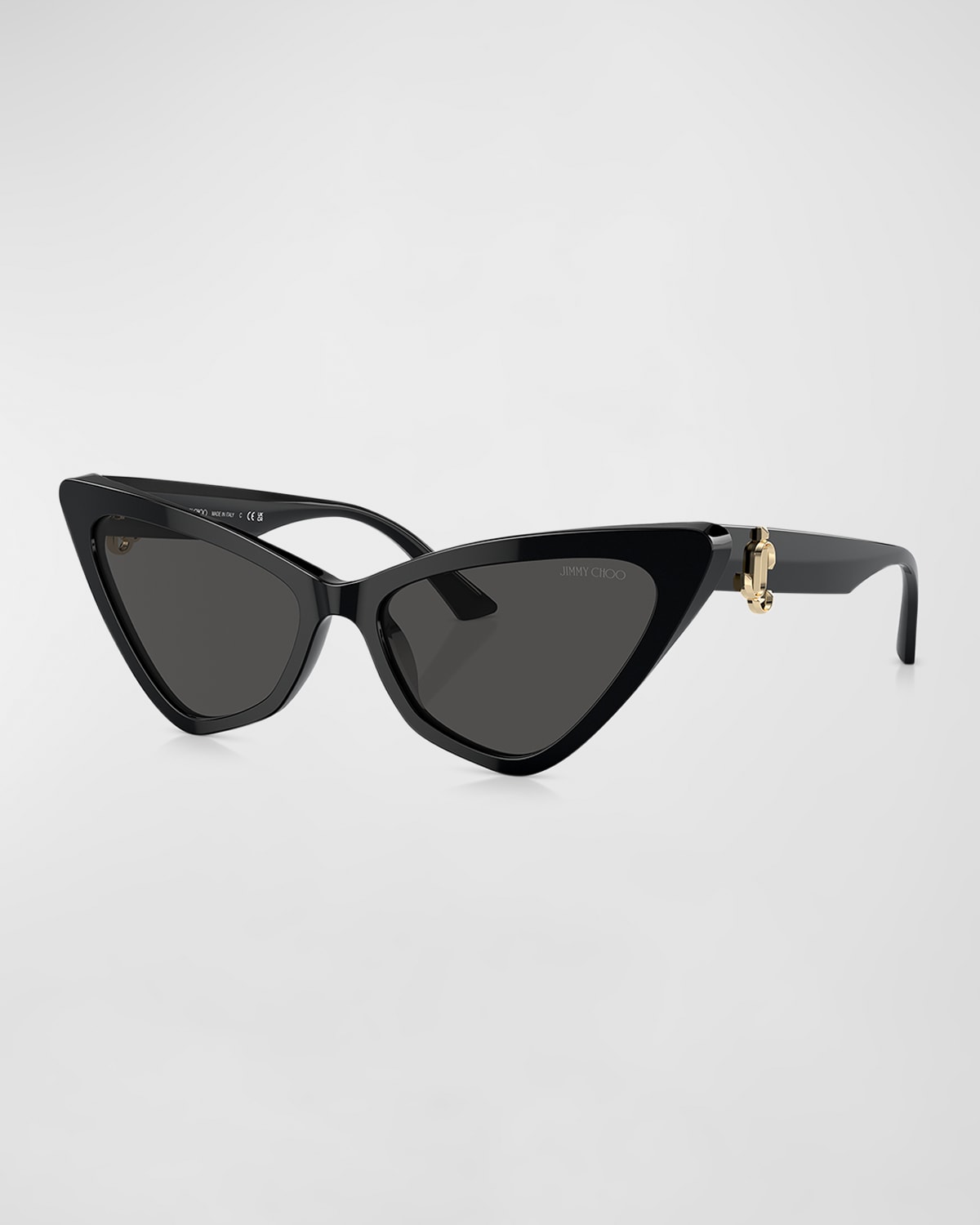 Shop Jimmy Choo Jc Logo Acetate Cat-eye Sunglasses In Black