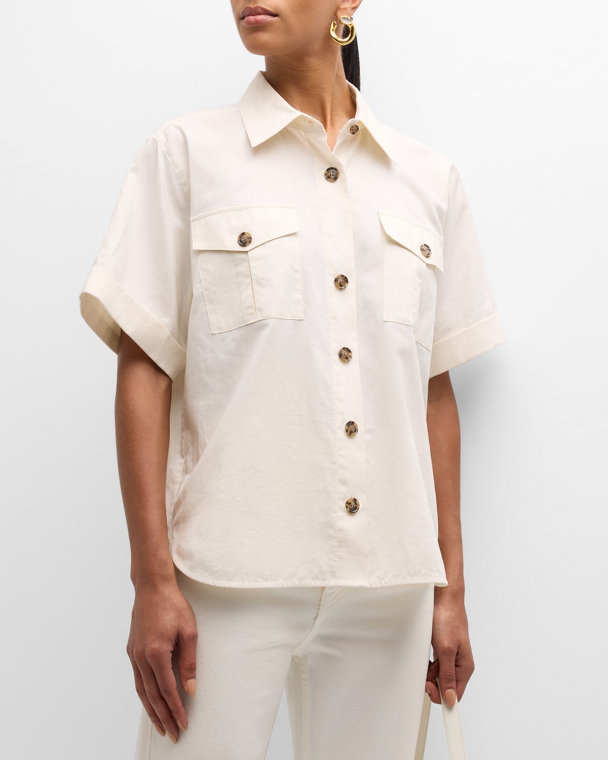 Shop Frame Patch Pocket Utility Shirt In Cream