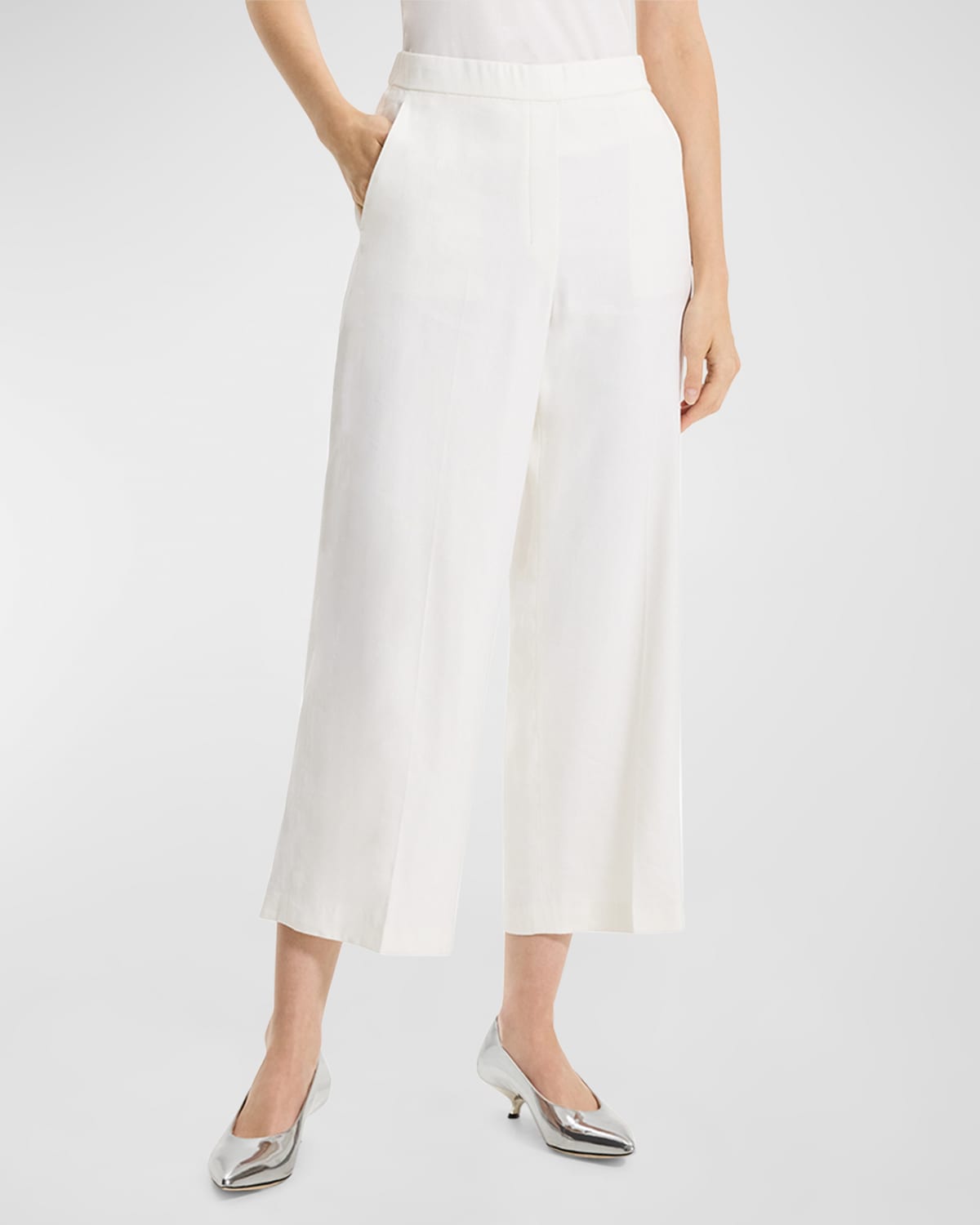 Shop Theory Relaxed Straight-leg Pull-on Pants In Iv