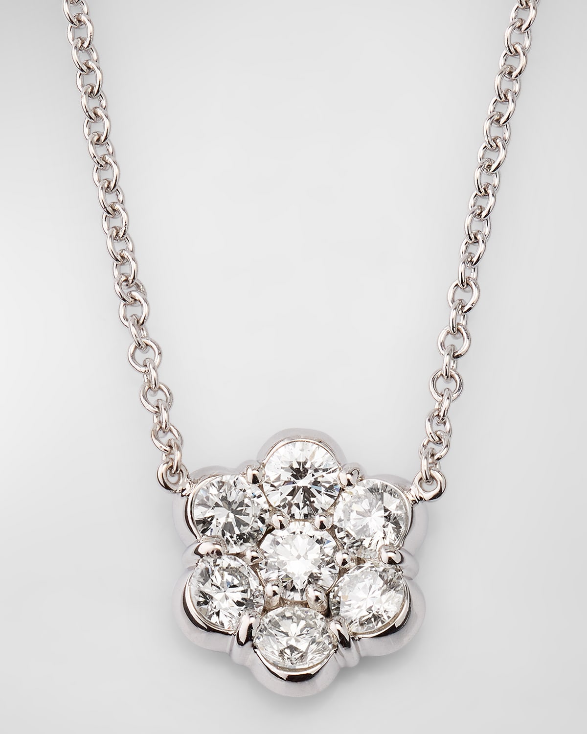 18K White Gold Diamond Flower Pendant
