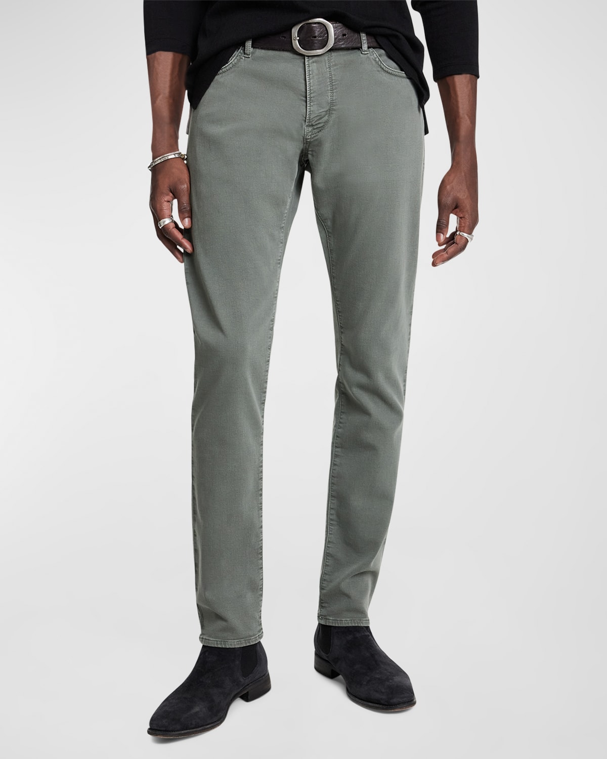 Shop John Varvatos Men's Dyed Slim-fit Denim Jeans In Dried Sage