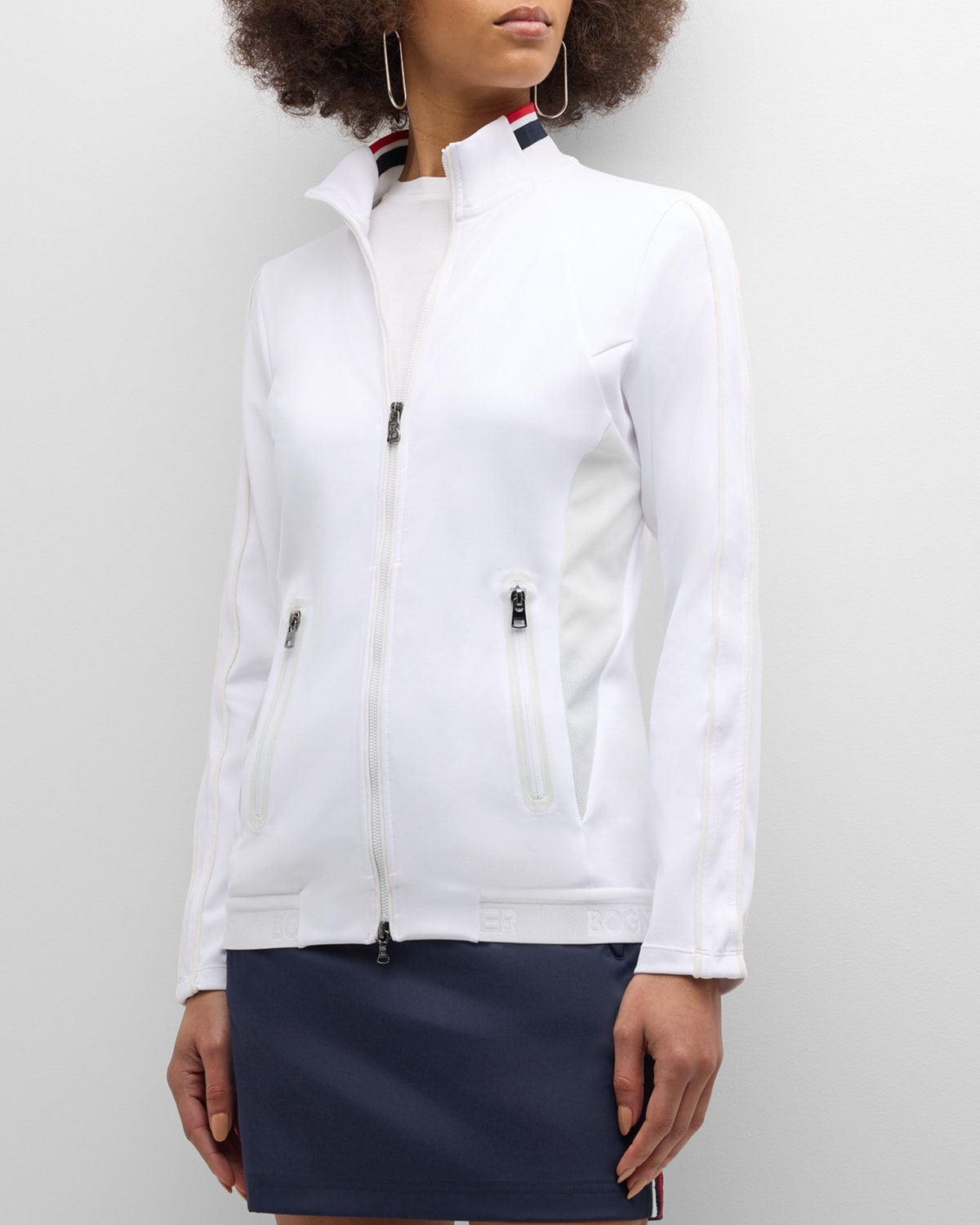 Shop Bogner Alizia Mid-layer Hybrid Jersey Jacket In White-031