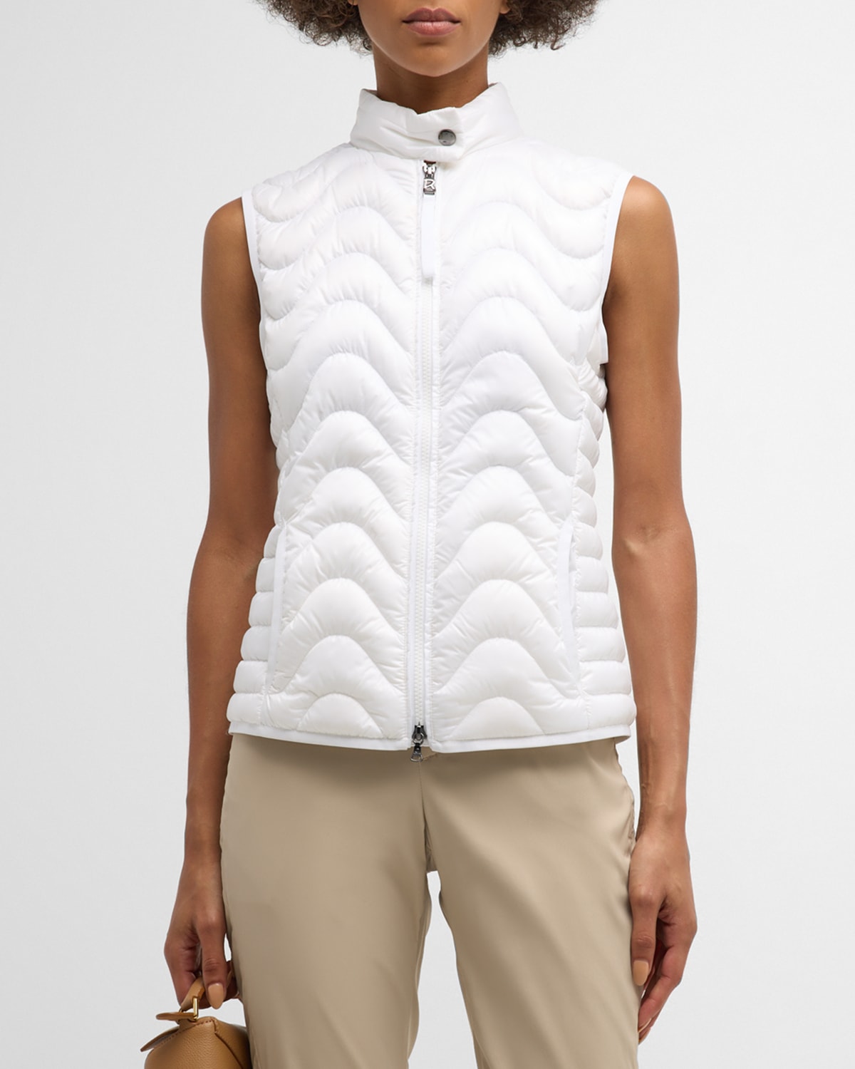 Shop Bogner Kleo Lightweight Packable Water-repellent Quilted Vest In White-031