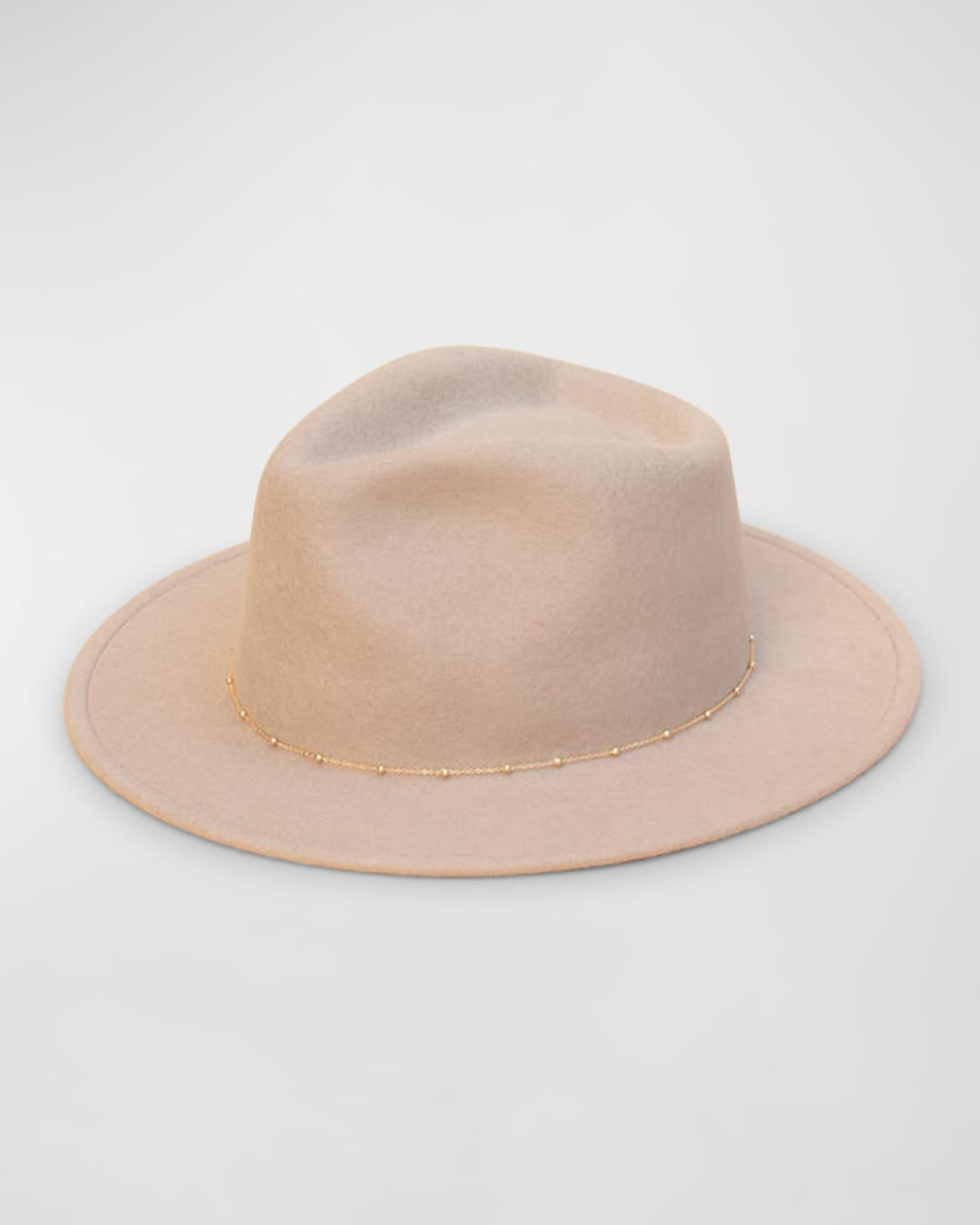 Shop Van Palma Noe Lamb Felt Fedora With Chain In Light Beige