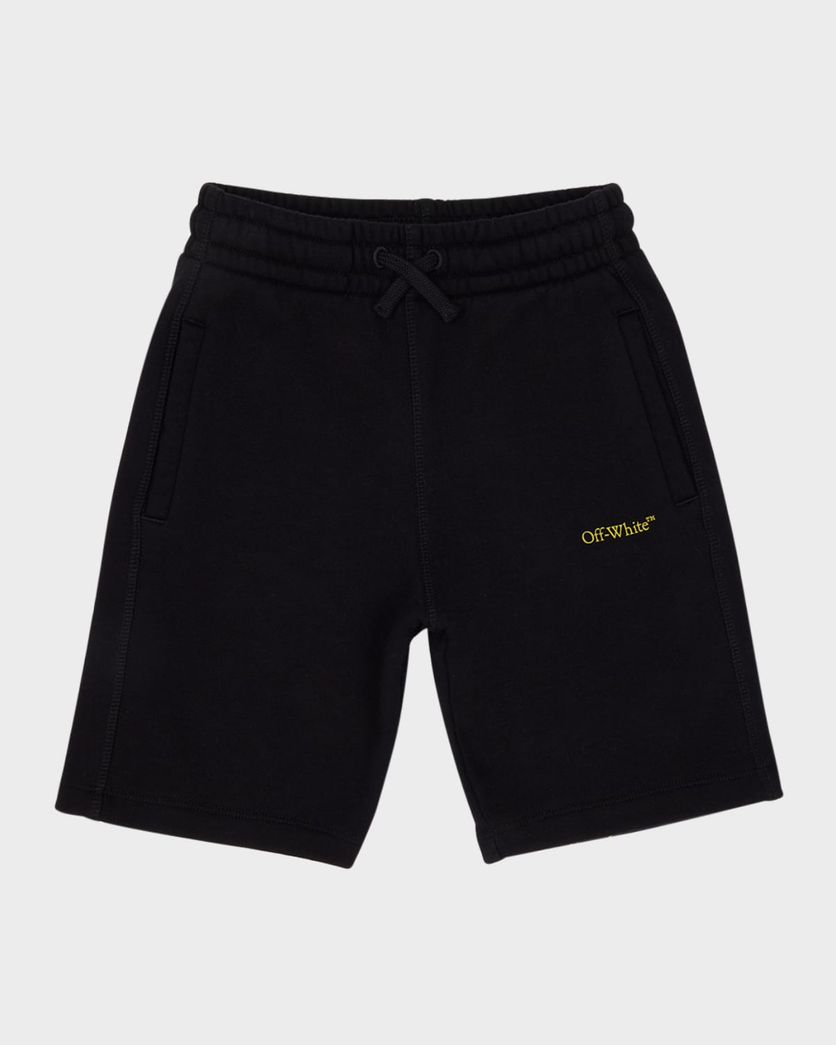 Shop Off-white Boy's Arrow Diagonal Graphic Sweat Shorts In Black/lime