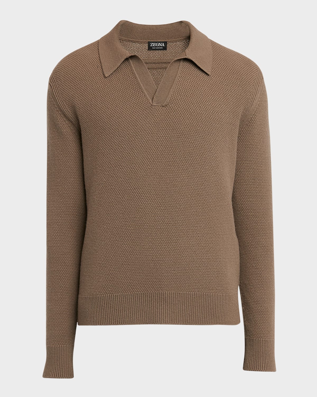 Shop Zegna Men's Melange Oasi Cashmere Polo Sweater In Md Grn Sld