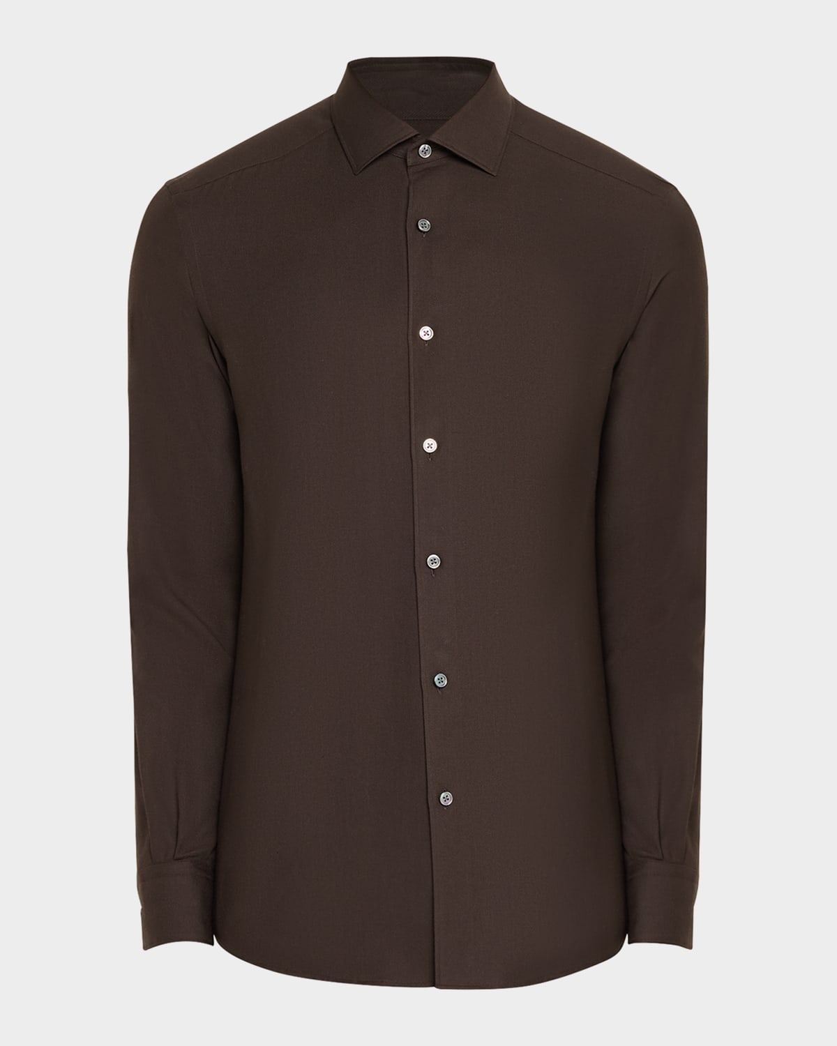 Shop Zegna Men's Cashco Cotton And Cashmere Sport Shirt In Dk Brw Sld