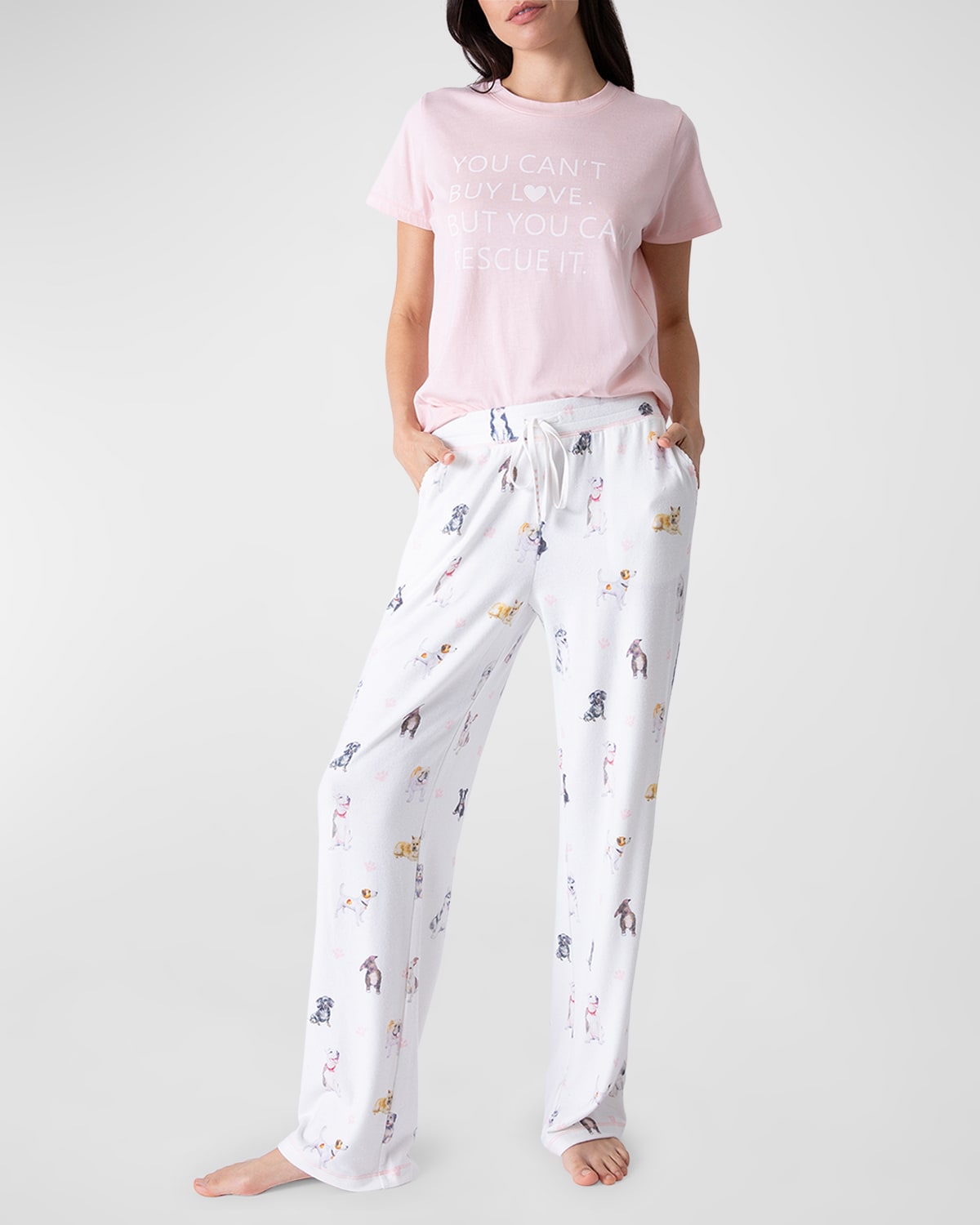 Rescued Love Dog-Print Pajama Set