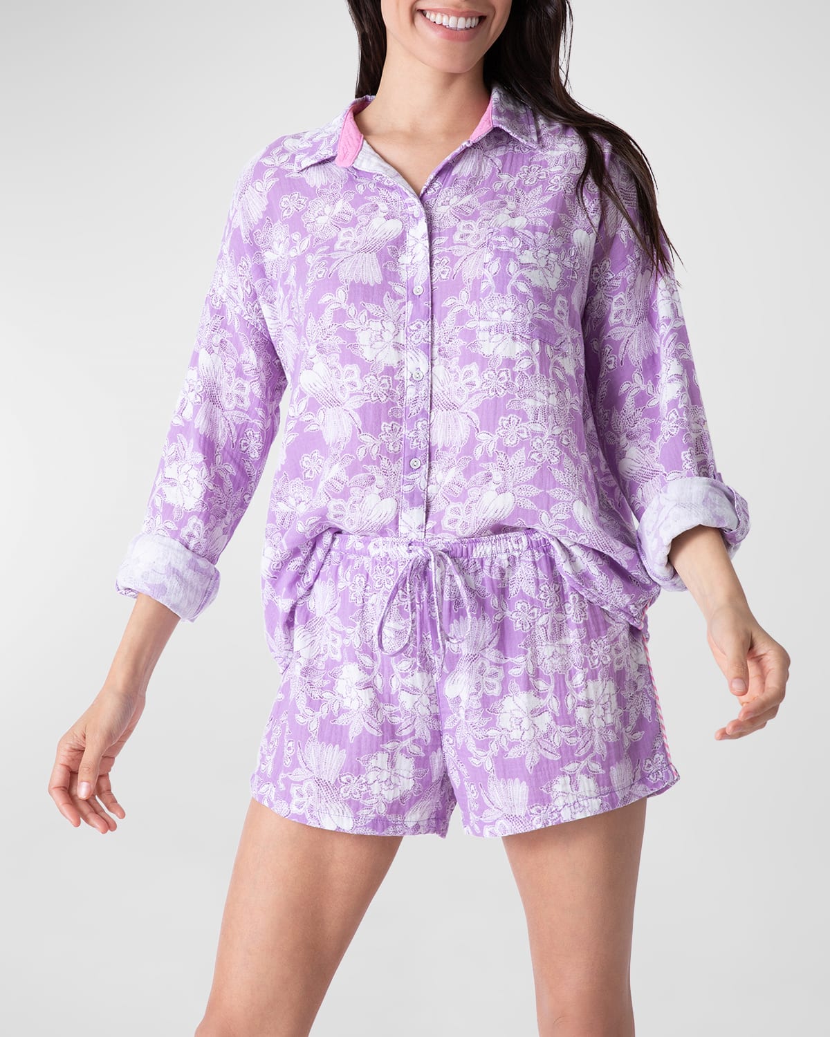 Summer Days Floral-Print Cotton Pajama Set