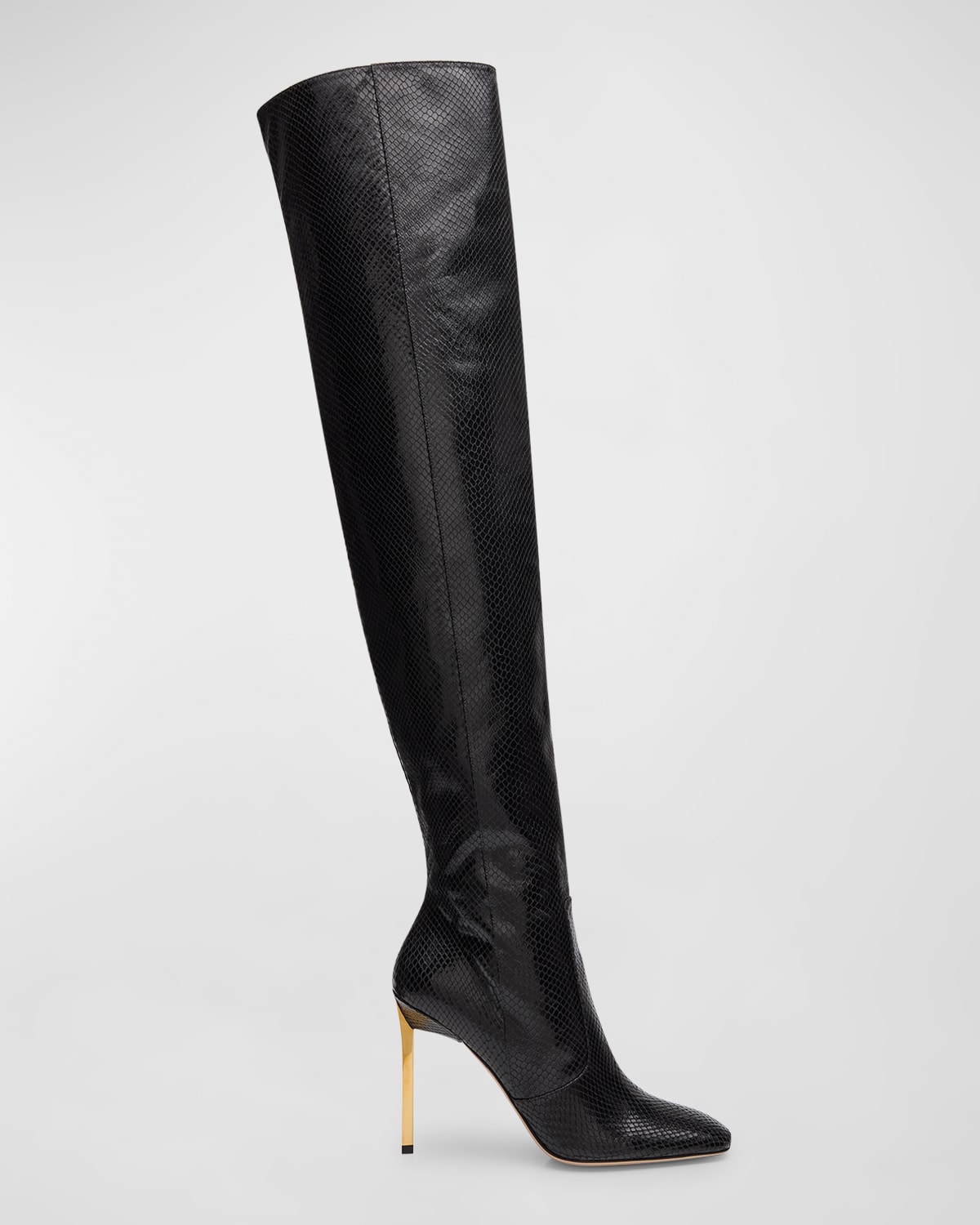 Python-Embossed Stiletto Over-The-Knee Boots