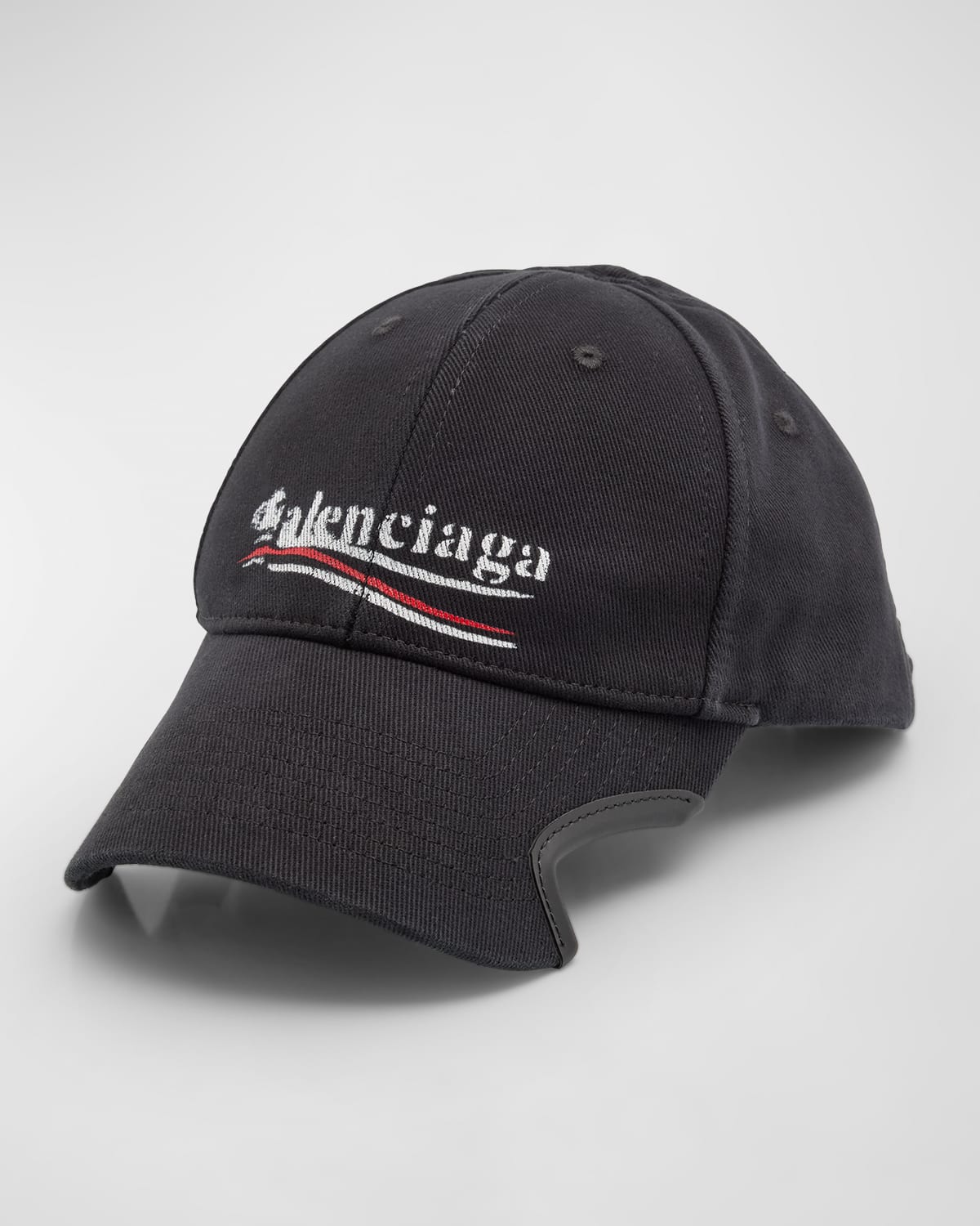 Balenciaga Logo Denim Baseball Hat In 1077 Black White