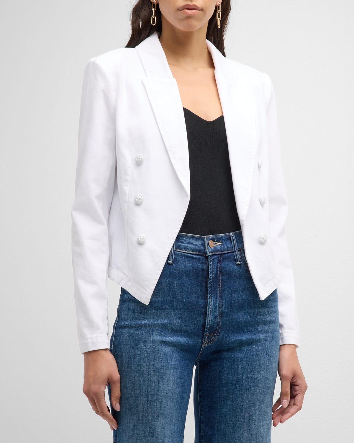 Shop L Agence Wayne Cropped Jacket In Blanc