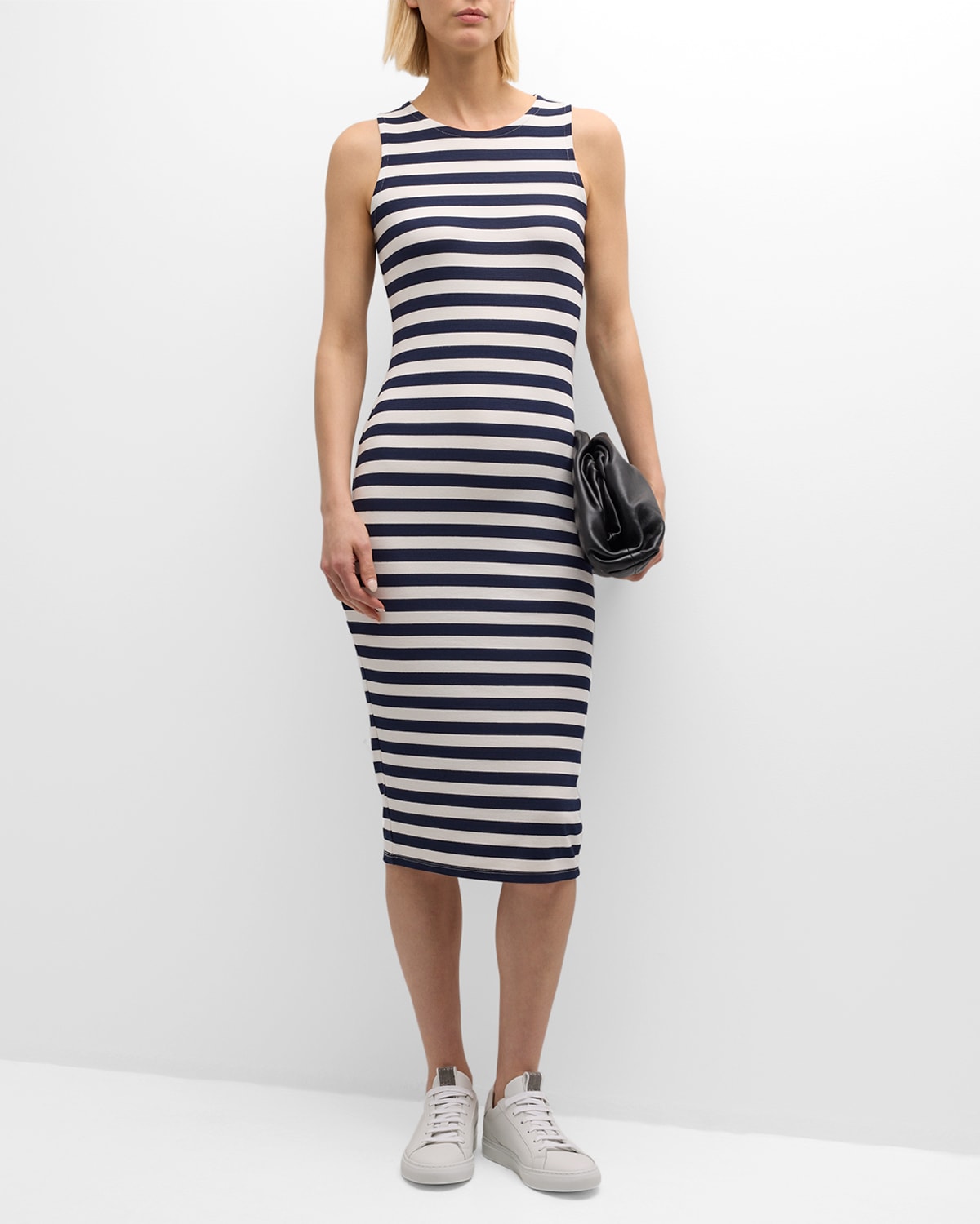 Shop L Agence Nura Stripe Racerback Midi Dress In Navywhite Stripe