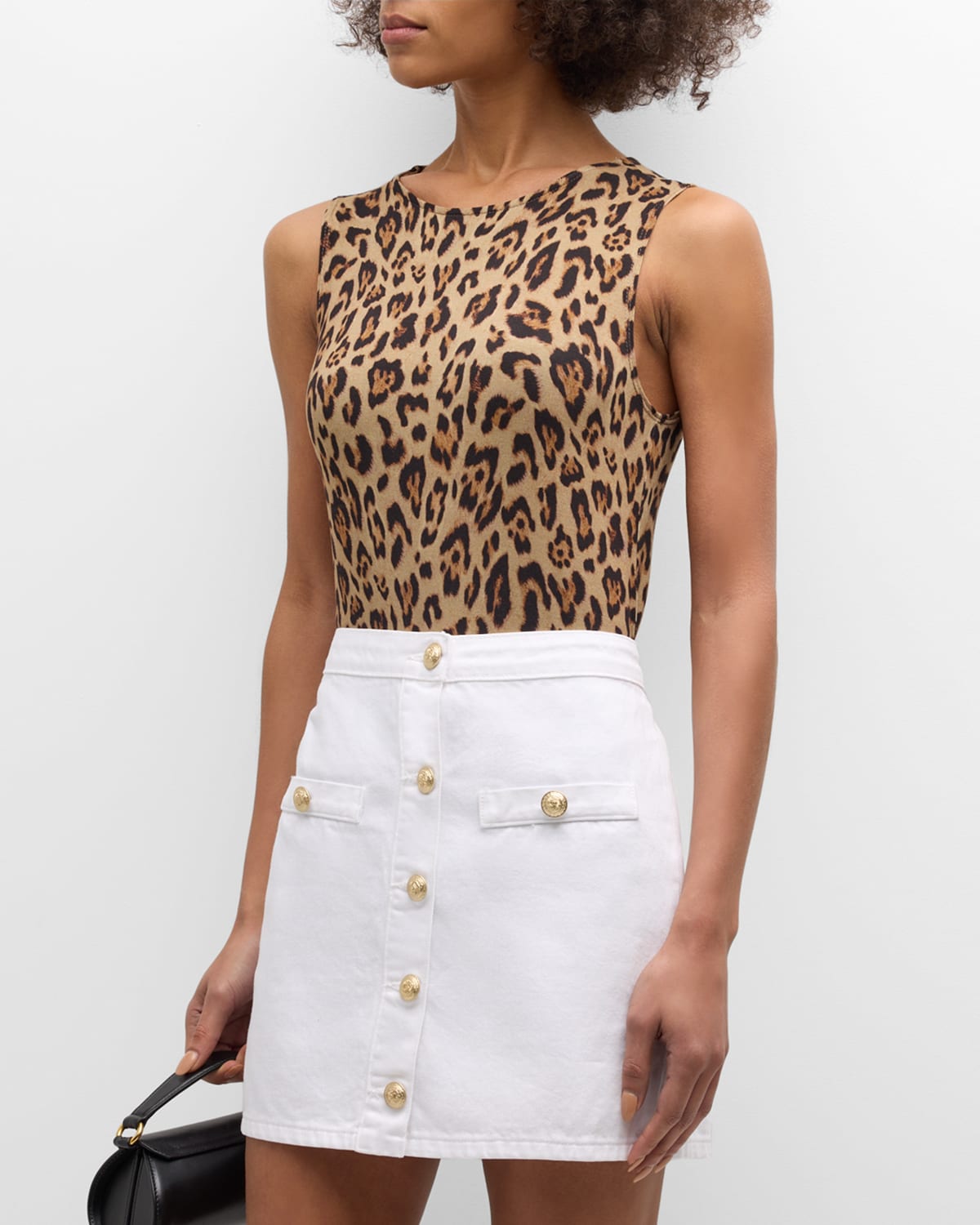 L Agence Shelly Leopard Tank Top In Animal Print