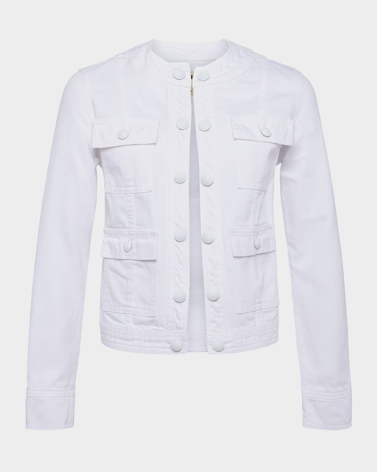 L AGENCE YARI COLLARLESS DENIM JACKET 