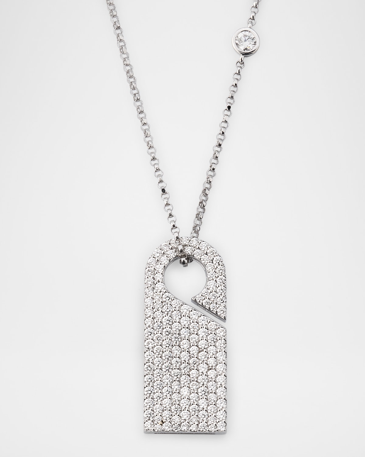 18K White Gold Diamond Bezel Necklace