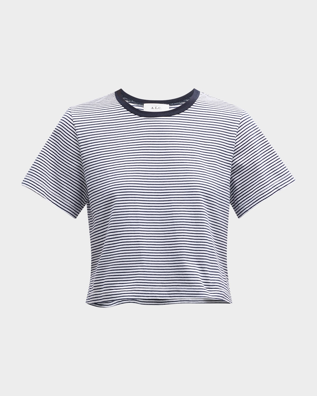 Shop A.l.c Julia Stripe Crewneck Tee In Off White