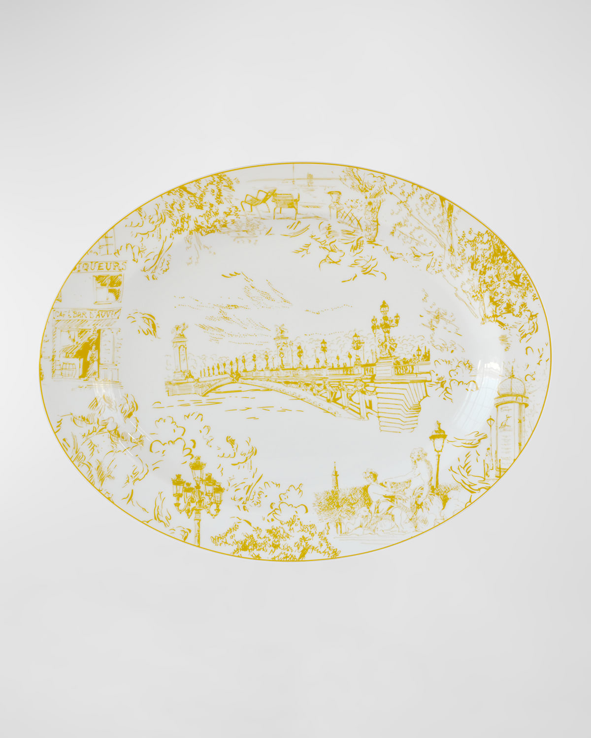 Bernardaud Tout Paris Oval Platter, 15" In Transparent
