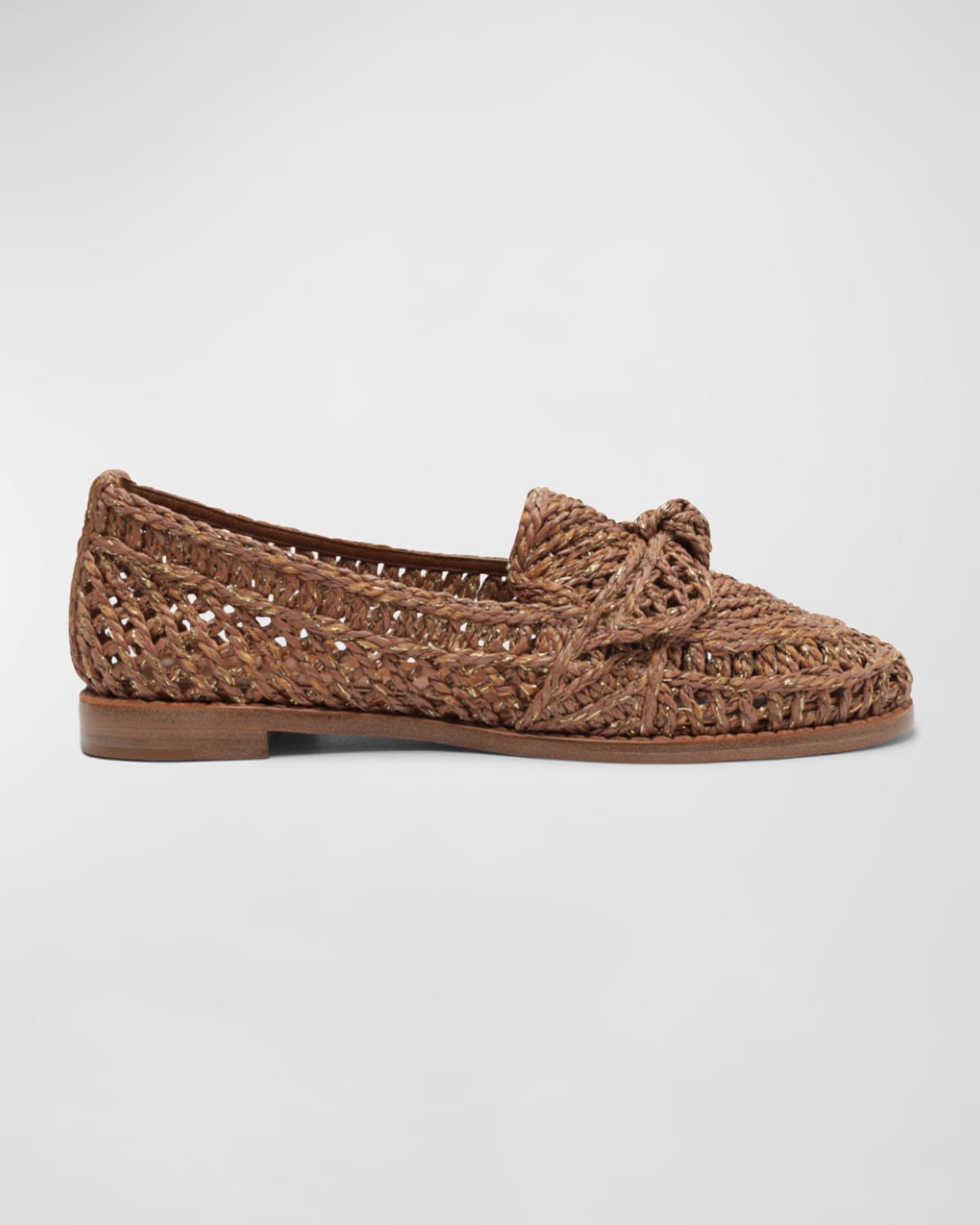 Shop Alexandre Birman Raffia Bow Summer Loafers In Brown
