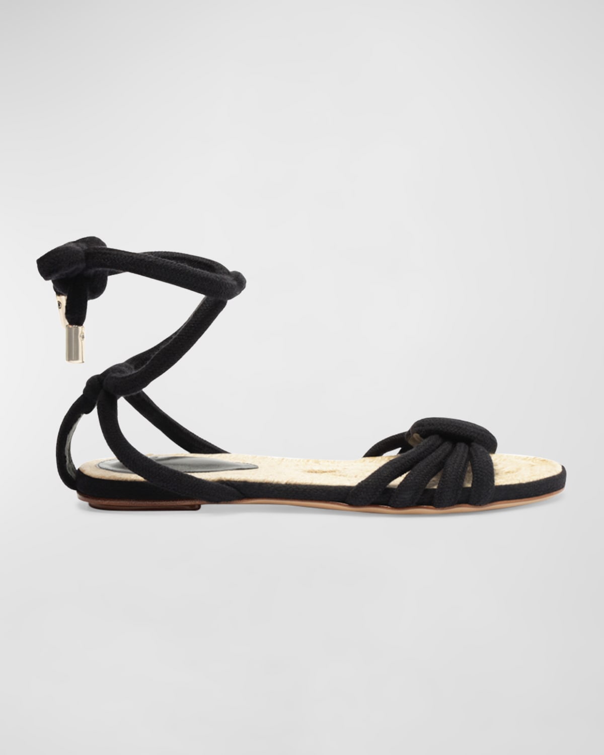 Shop Alexandre Birman Vicky Knotted Rope Ankle-tie Sandals In Black