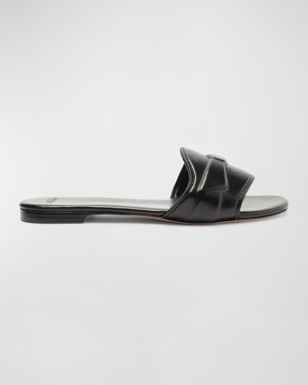 Shop Alexandre Birman Clarita Leather Embossed Bow Slide Sandals In Black