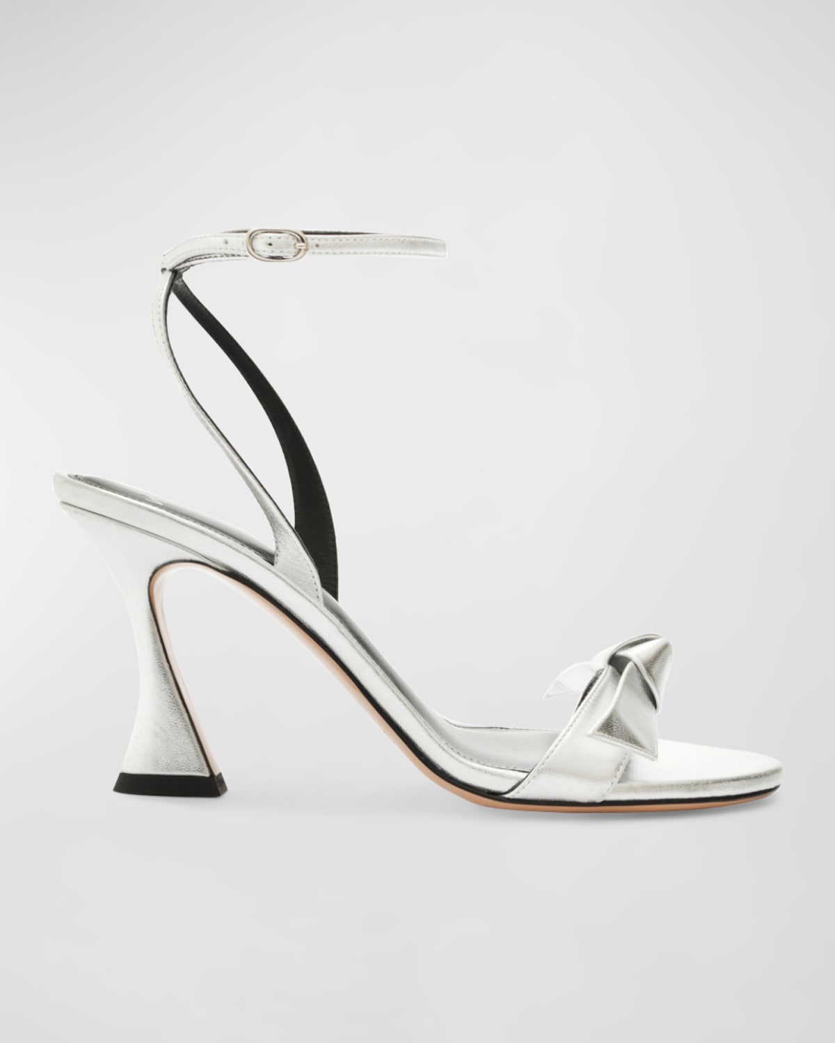 Shop Alexandre Birman Clarita Bell Metallic Ankle-strap Sandals In Silver